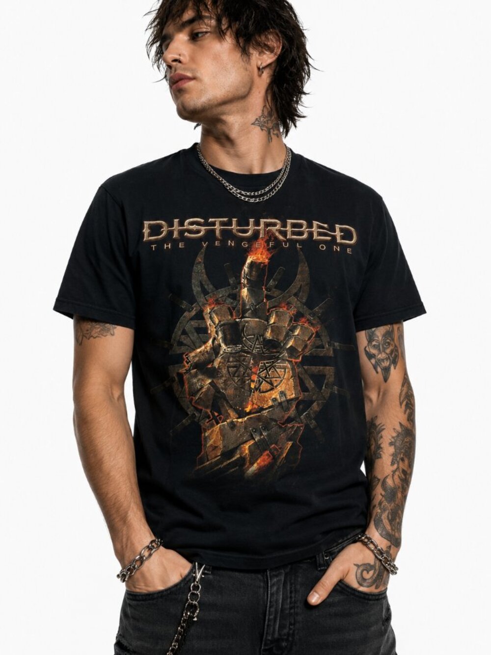 Disturbed Shirt Mens Sz M Med Black Concert Tee The Vengeful One World Tour 2016